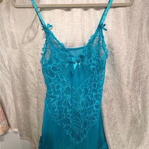 Frederick's of Hollywood Teal Lace Chemise